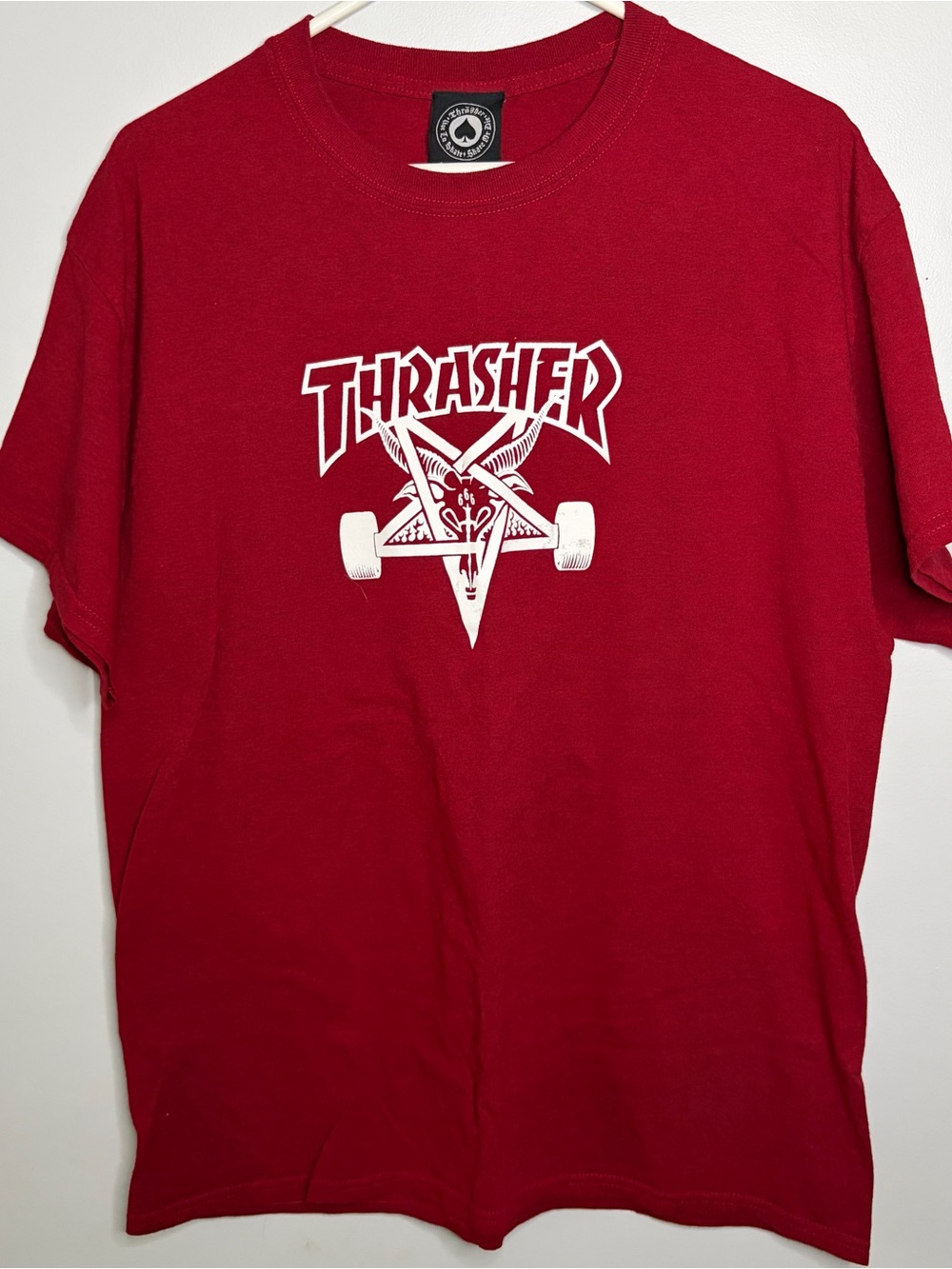 Thrasher Red Short-Sleeve Tee with White Pentagram